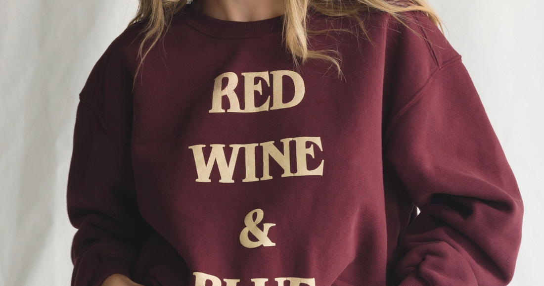 summer dress outfits for women featuring sustainable basics, ethical tops, and the Red Wine & Blue Crewneck Pullover from MeeeShop USA boutique.