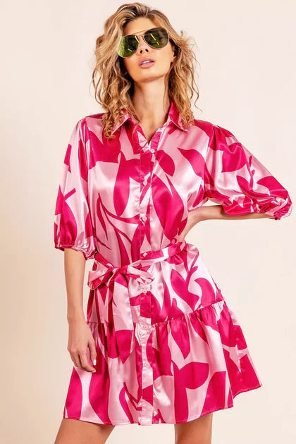 women's fashion trends 2026 satin dress Bibi leaf pattern collared style