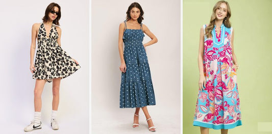 Fashion editor showcasing the Nori Nylon Purse Backpack with versatile dresses on a sunny airport runway
