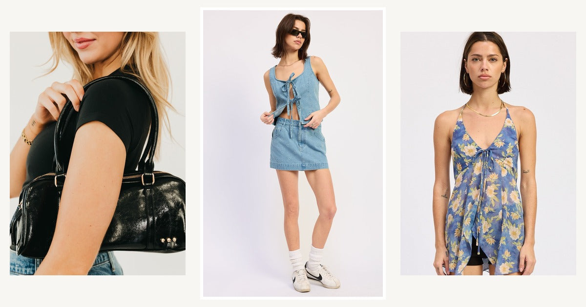 Solene Mini Skirt styling collage