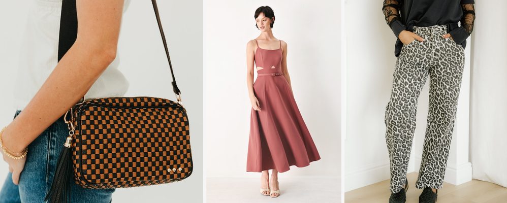 Woman styling Woven Willow Camera Crossbody Bag with flowy sundress and sandals