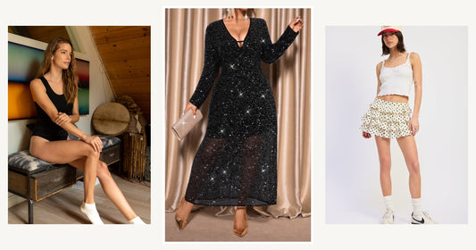 Plus Size Formal Dresses For Women — Plus Size V Neck Long Sleeve Sheer Glitter Dress