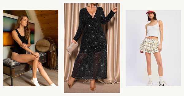 Plus Size Formal Dresses For Women — Plus Size V Neck Long Sleeve Sheer Glitter Dress