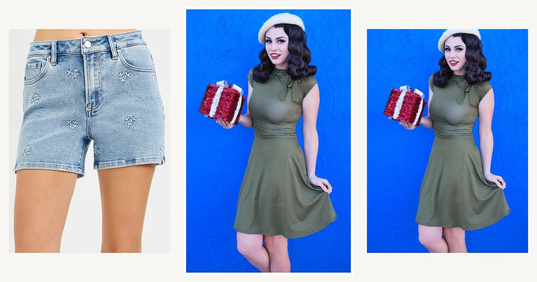 Embracing Your Curves The Best Clothing Styles For Plus Size Women — Retrolicious Olive Dot Bombshell Dress - plus Sizes Only