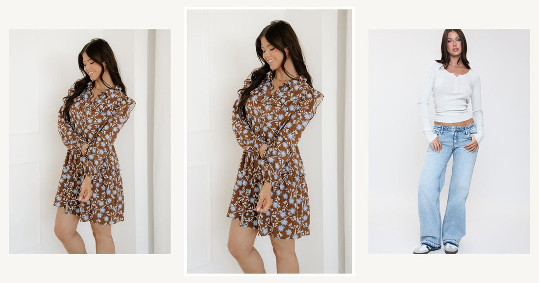 Transition Summer Dresses To Fall — Luella Ruffled Detail Shirt Collar Button Down Long Sleeve Dress