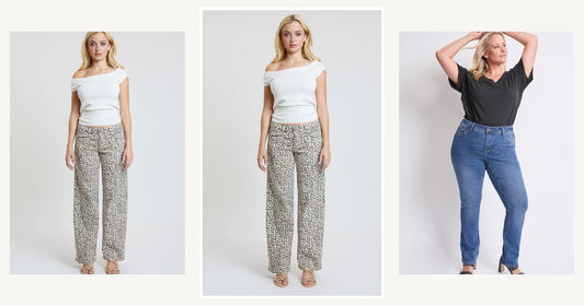 New Arrival Sweaters Jeans — Ymi Women's Britney Leopard Wide Leg Jeans