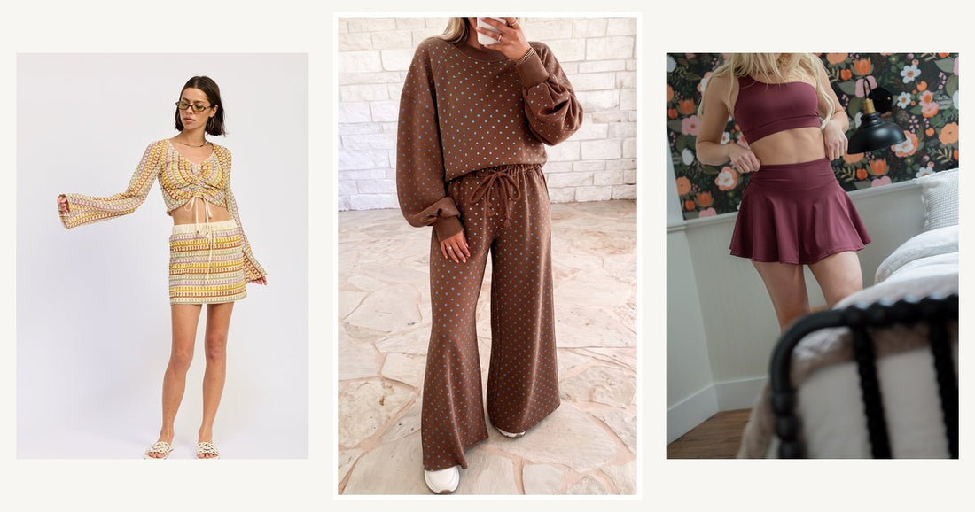 Holiday Outfit Arrivals — Jane Polka Dot Drawstring Wide Leg Long Sleeve Top Pant Set