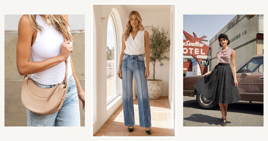 How To Mix Boho And Modern Styles Tips Examples — Claudia Tummy Control 90's Vintage High Rise Stretch Wide Jeans