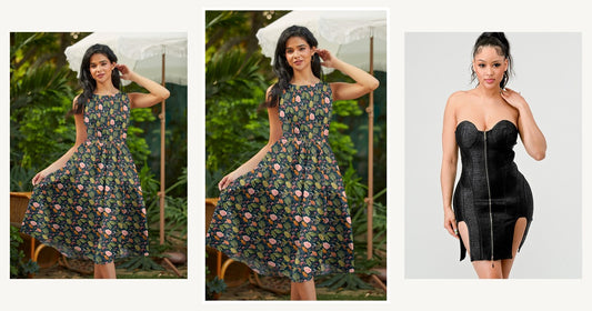 The Ultimate Guide To Dressing For Summer Weddings Stunning Dresses Outerwear For Women — Retrolicious Woodland Midi Dress in Navy
