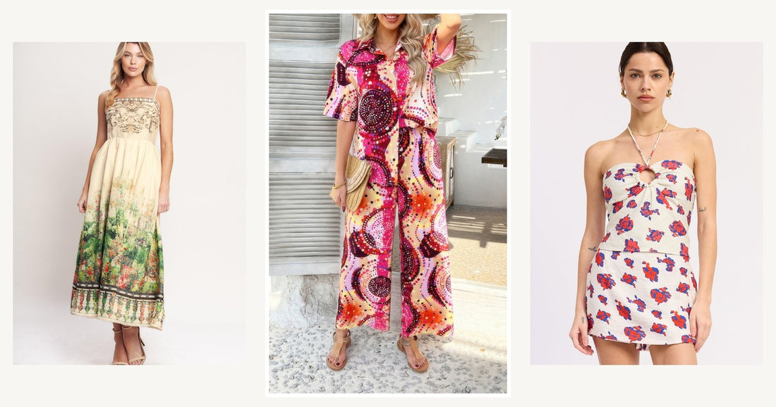 Trendy Fashion Outfit Styles For Women — Two Pieces Printed Button Down Wide Leg Sets