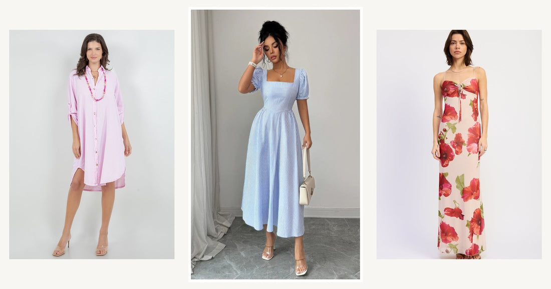How To Dress Ideally For Holiday Parties — Square Neck Puff Sleeve Backless Bow Tied Striped Flowy Dress