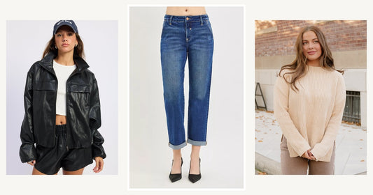 Gift Ideas For Womens Outerwear Styles For Winter Season — Risen Slouchy Cropped Boyfriend Jeans with Cuffed Hem