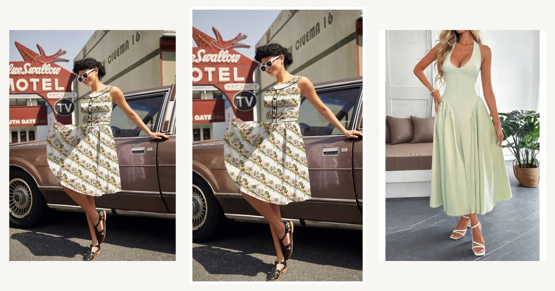 Floral Or Solid How To Choose The Perfect Midi Dress For Spring — Retrolicious Elizabeth Dress in Woodland Sunset