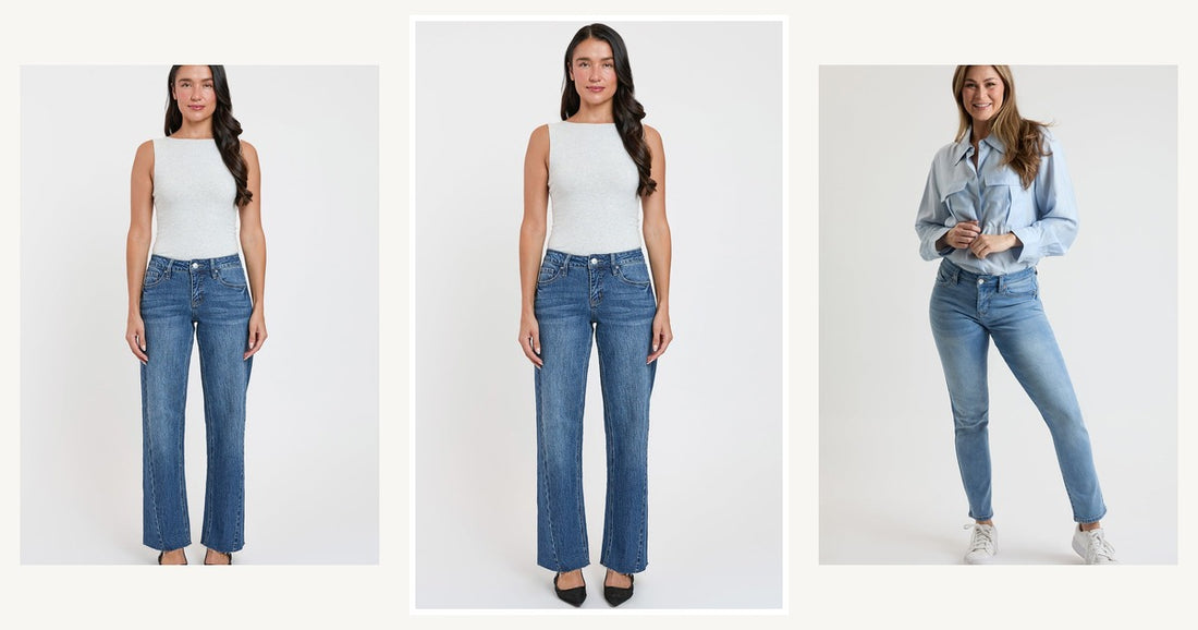 How To Choose The Best High Waist Jeans For Curvy Women — Ymi Women's Luxe Wide Leg Jeans with Angled Seam