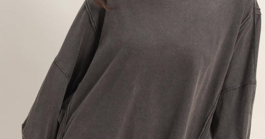 Affordable women's clothing USA oversized seam detail long sleeve top for women
