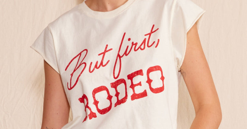 "but First, Rodeo" Crop Top style formula collage for Google Discover lookbook