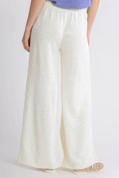 Umgee Elastic Waistband Wide Leg Sweater Pants Plus Size - us.meeeshop