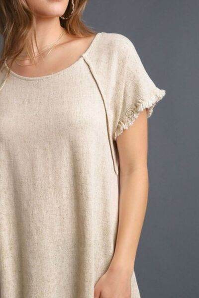 Umgee | Seam Detail Linen Ruffle Fringe Edge Top Plus Size - us.meeeshop