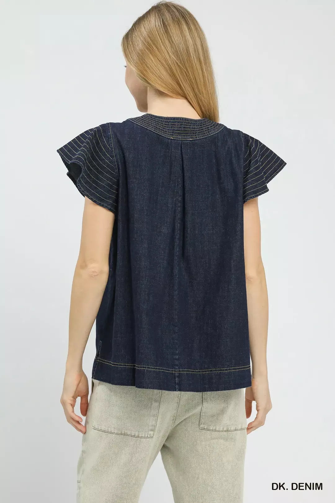 umgee cap sleeve Umgee Cap Sleeve Denim Top view 3 (top) - shop at us.meeeshop