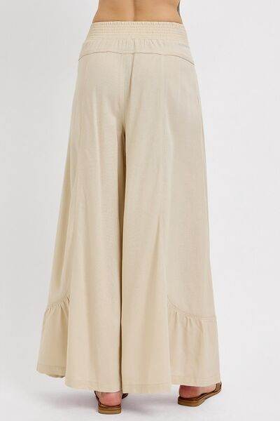 RISEN Shirring Detail Wide Leg Pants - us.meeeshop