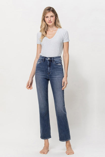 Flying Monkey Distressed High Rise Stretch Ankle Straight Jeans | us.meeeshop