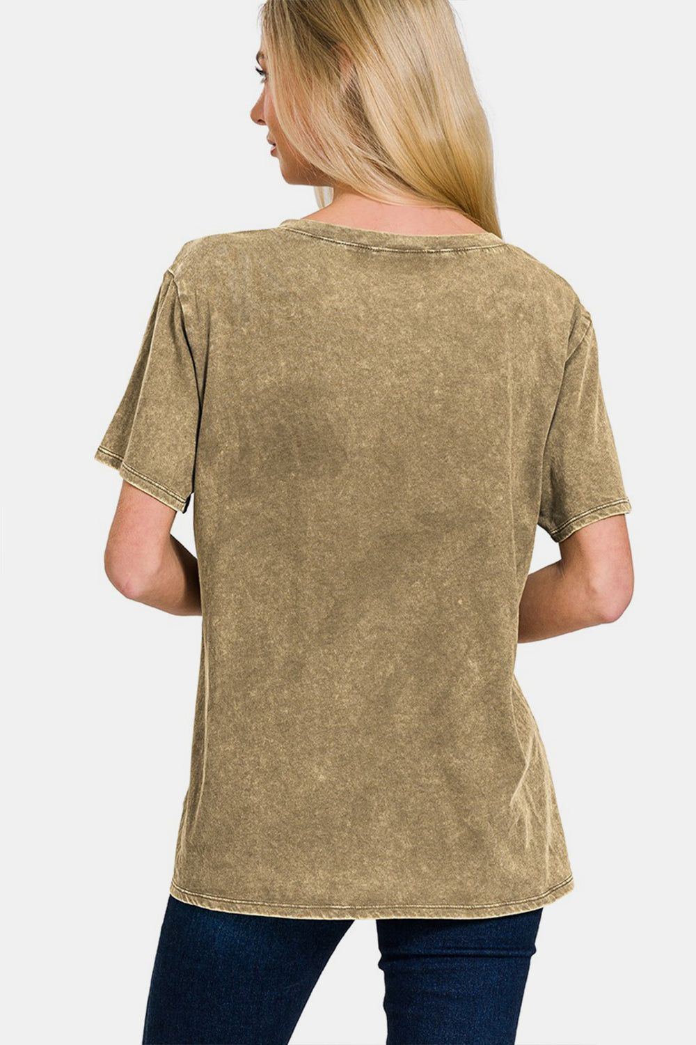 Zenana Washed Short Sleeve V-Neck T-Shirt | us.meeeshop