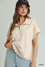 Umgee Half Zip Pullover with Scalloped Edge Hem