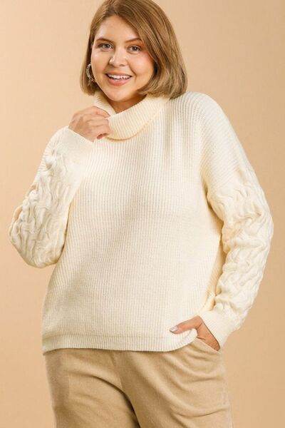 Umgee Turtle Neck Long Sleeve Sweater Plus Size - us.meeeshop