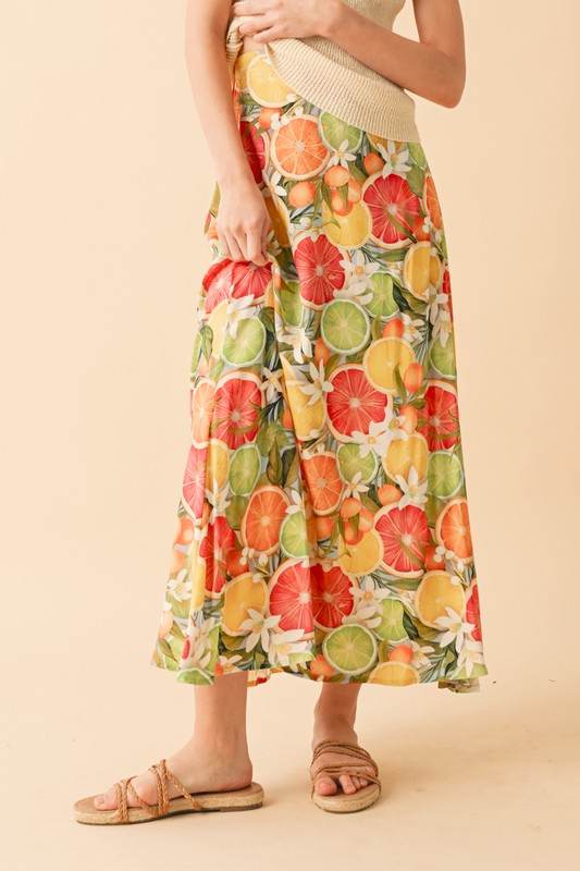 Aemi + Co Fruit Print Maxi Skirt - us.meeeshop