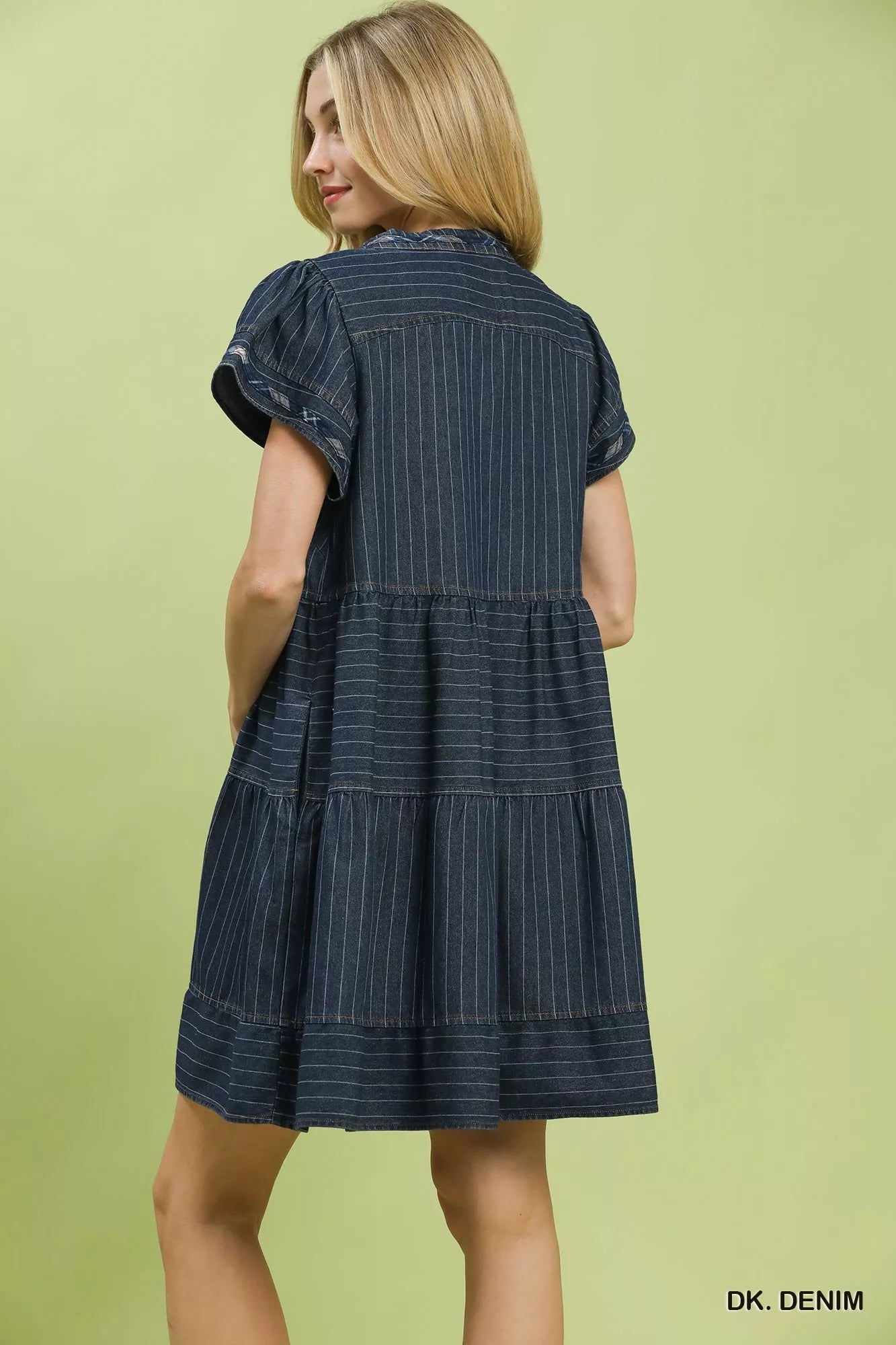 umgee chambray tiered Umgee Chambray Tiered Babydoll Dress view 3 (dress) - shop at us.meeeshop