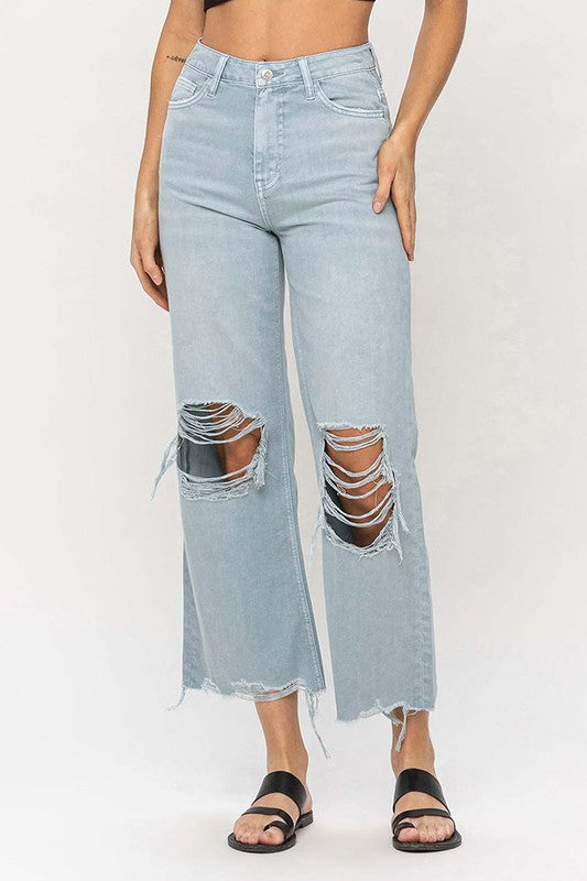 VERVET 90"s Vintage Crop Flare Jeans | us.meeeshop