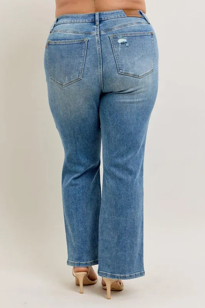 judy blue full Judy Blue Full Size High Waist Vintage Wash Front Seam & Slit Straight plus Size view 15 (piece) - shop at us.
