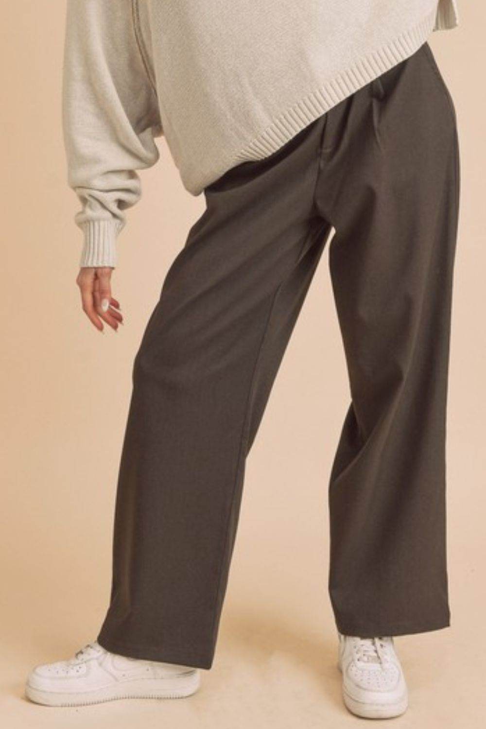 Aemi + Co High Waist Wide Leg Pants with Side Pockets - us.meeeshop