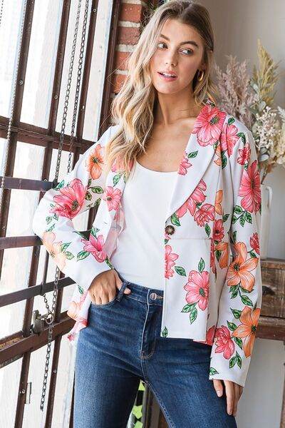 Heimish Full Size Multi Color Floral Blazers with Tunic Plus Size - us.meeeshop