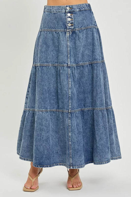 risen high rise RISEN High Rise Ruffle Long Skirts MEDIUM (skirt) - shop at us.meeeshop