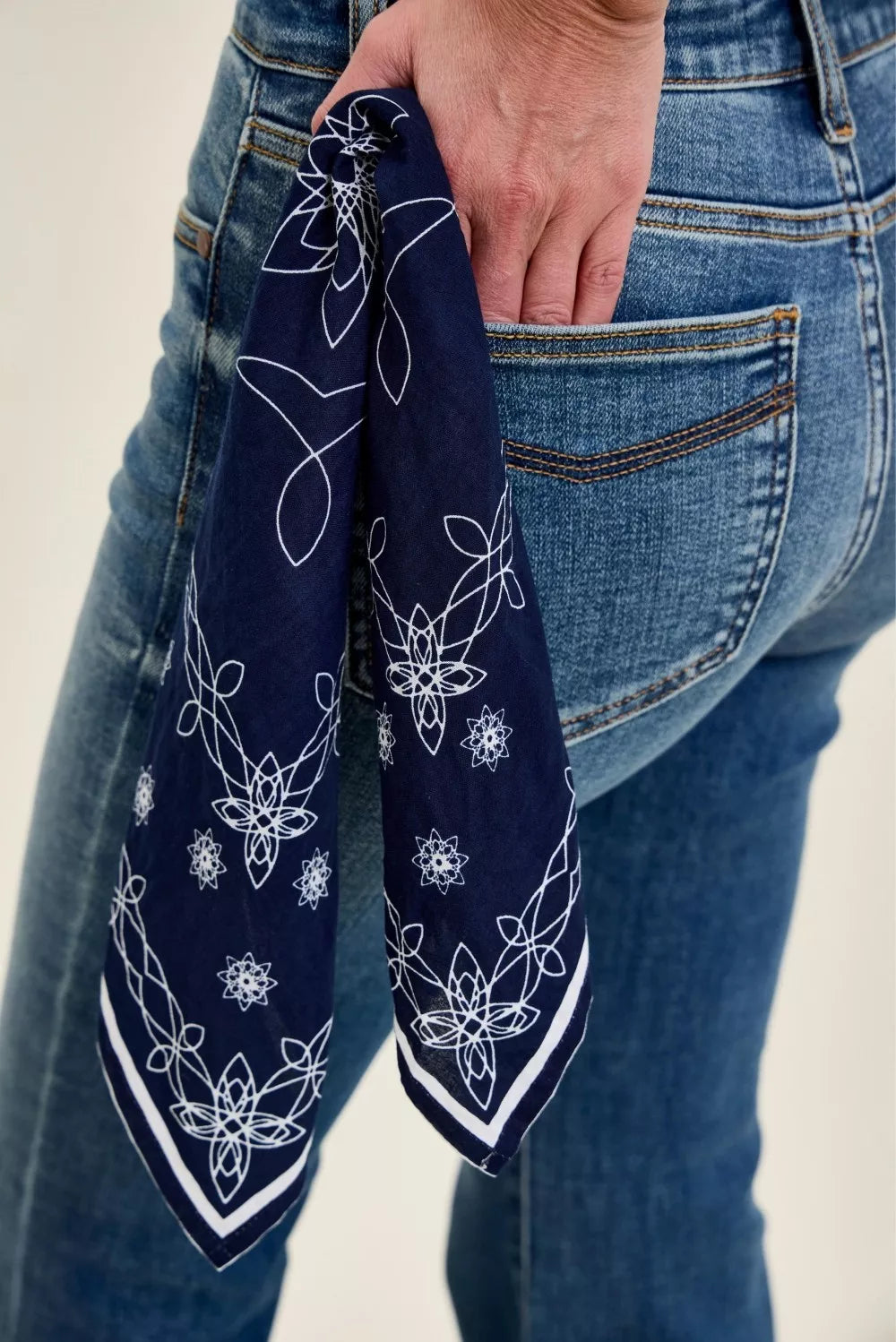 judy blue mid Judy Blue Mid Rise Jaqueline Flare with Triple Needle Back Pkts and Bandana Loop view 5 (piece) - shop at us.me