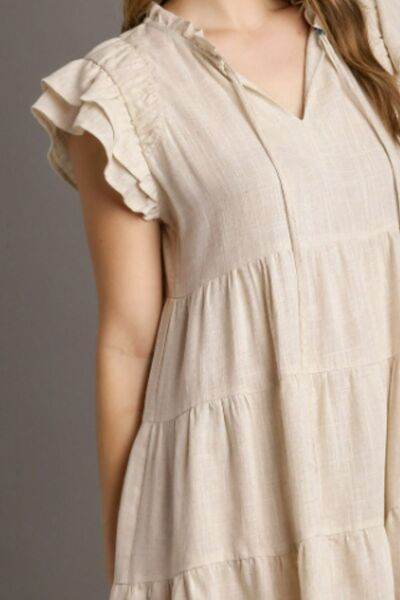 Umgee Linen A-line Tiered Mini Dress Plus Size - us.meeeshop