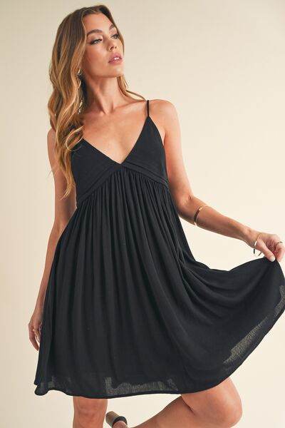 Aemi + Co Ruched Plunge Mini Cami Dress - us.meeeshop