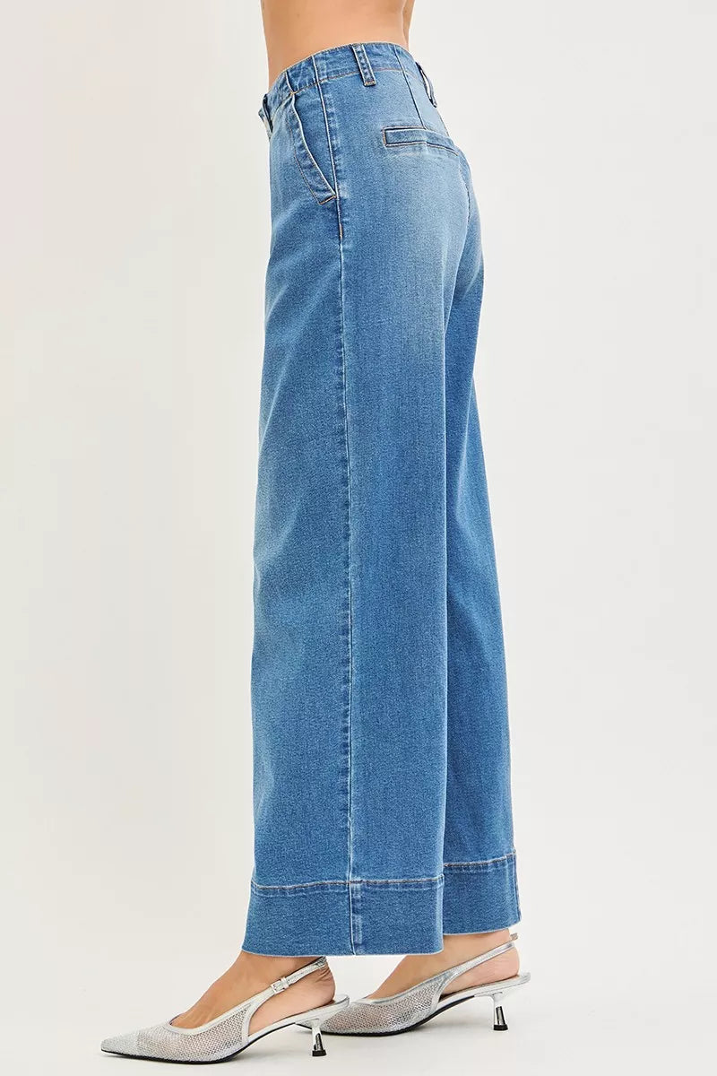 risen slouchy wide Risen Slouchy Wide Leg Jeans with Pleats view 4 (bottom) - shop at us.meeeshop