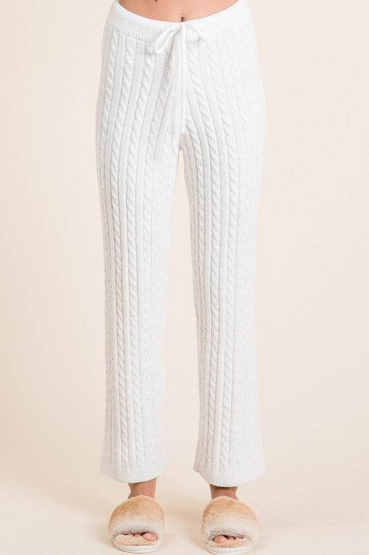 BiBi Cable-Knit High Waist Sweater Pants - us.meeeshop