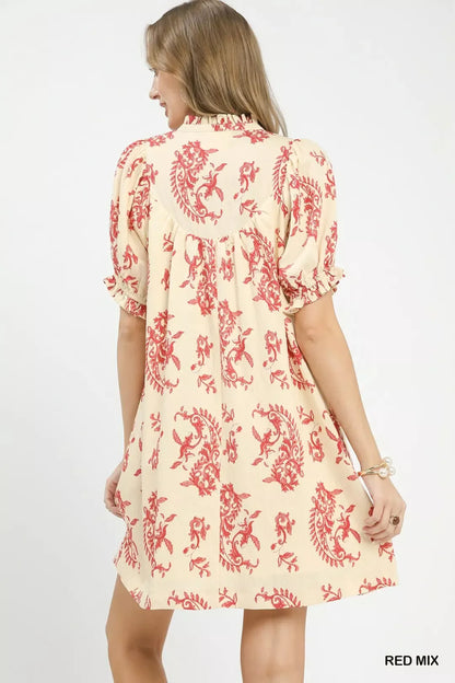 umgee mix paisley Umgee Mix Paisley Scallop Trim Dress view 3 (dress) - shop at us.meeeshop