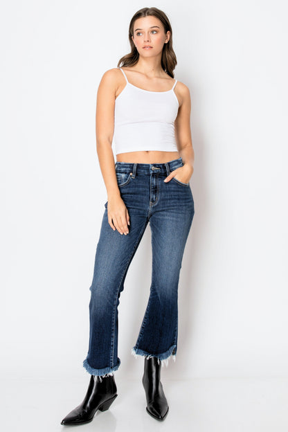 eco friendly corset Eco Friendly Corset High Rise Crop Flare Jeans (dark Wash) view 11 (bottom) - shop at us.meeeshop
