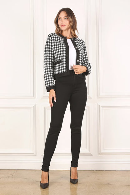 Lilou Black check knitted jacket | us.meeeshop