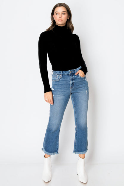 eco friendly corset Eco Friendly Corset High Rise Crop Flare Jeans (medium Wash) view 15 (bottom) - shop at us.meeeshop
