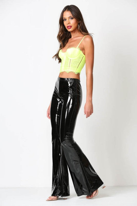 latex full length Latex Full Length Flare Pants Black (bottom) - shop at us.meeeshop
