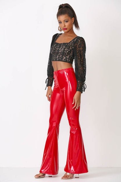 latex full length Latex Full Length Flare Pants view 3 (bottom) - shop at us.meeeshop