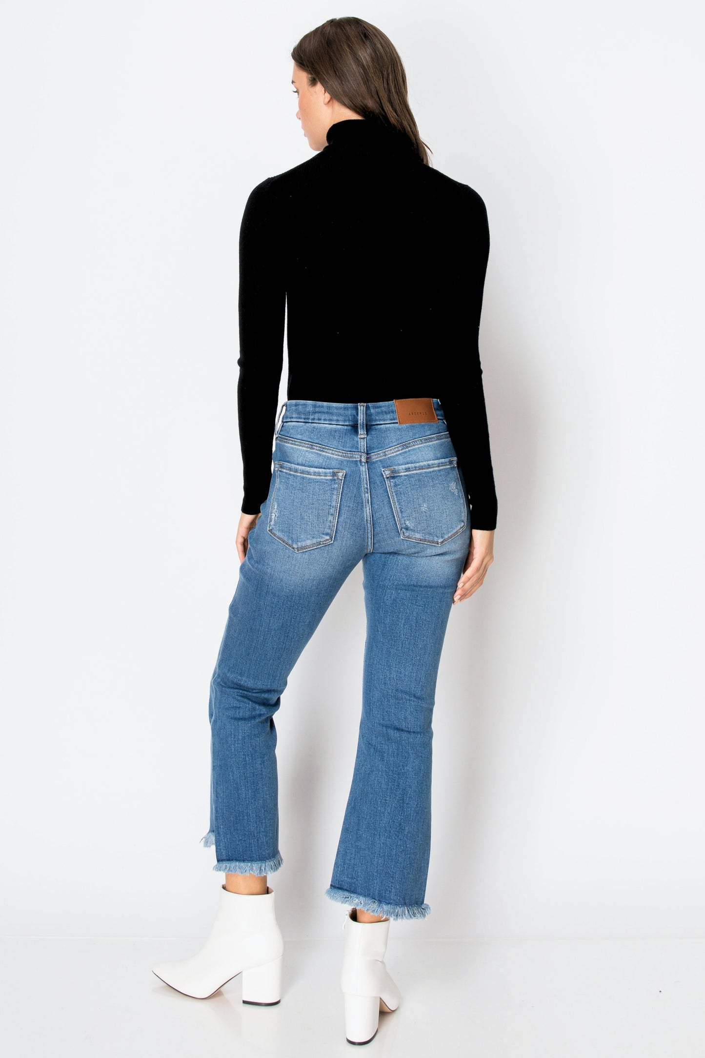 eco friendly corset Eco Friendly Corset High Rise Crop Flare Jeans (medium Wash) view 18 (bottom) - shop at us.meeeshop