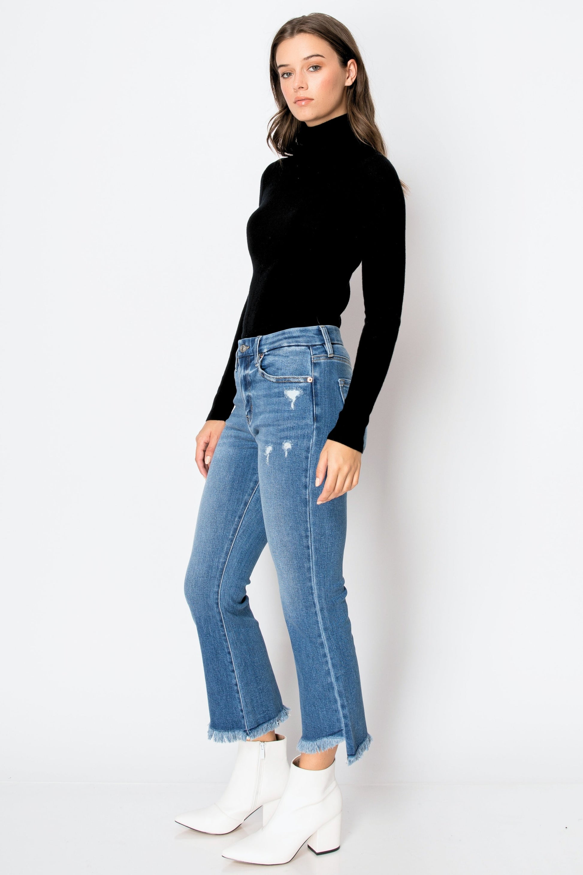 eco friendly corset Eco Friendly Corset High Rise Crop Flare Jeans (medium Wash) view 13 (bottom) - shop at us.meeeshop