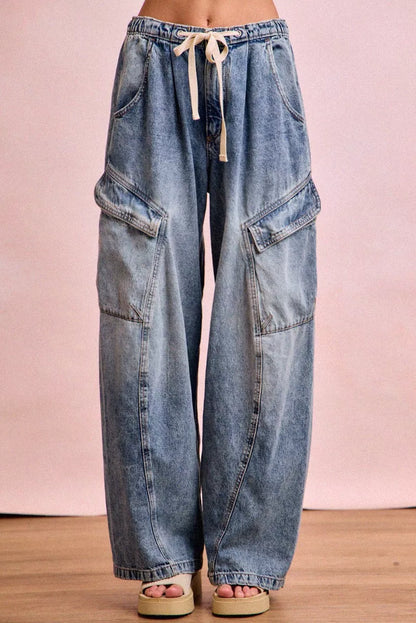 Bibi Baggy Barrel Jeans with Cargo Pockets | Trendsi | us.meeeshop