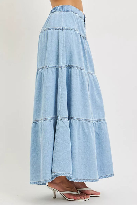 risen high rise RISEN High Rise Ruffle Long Skirts view 2 (skirt) - shop at us.meeeshop